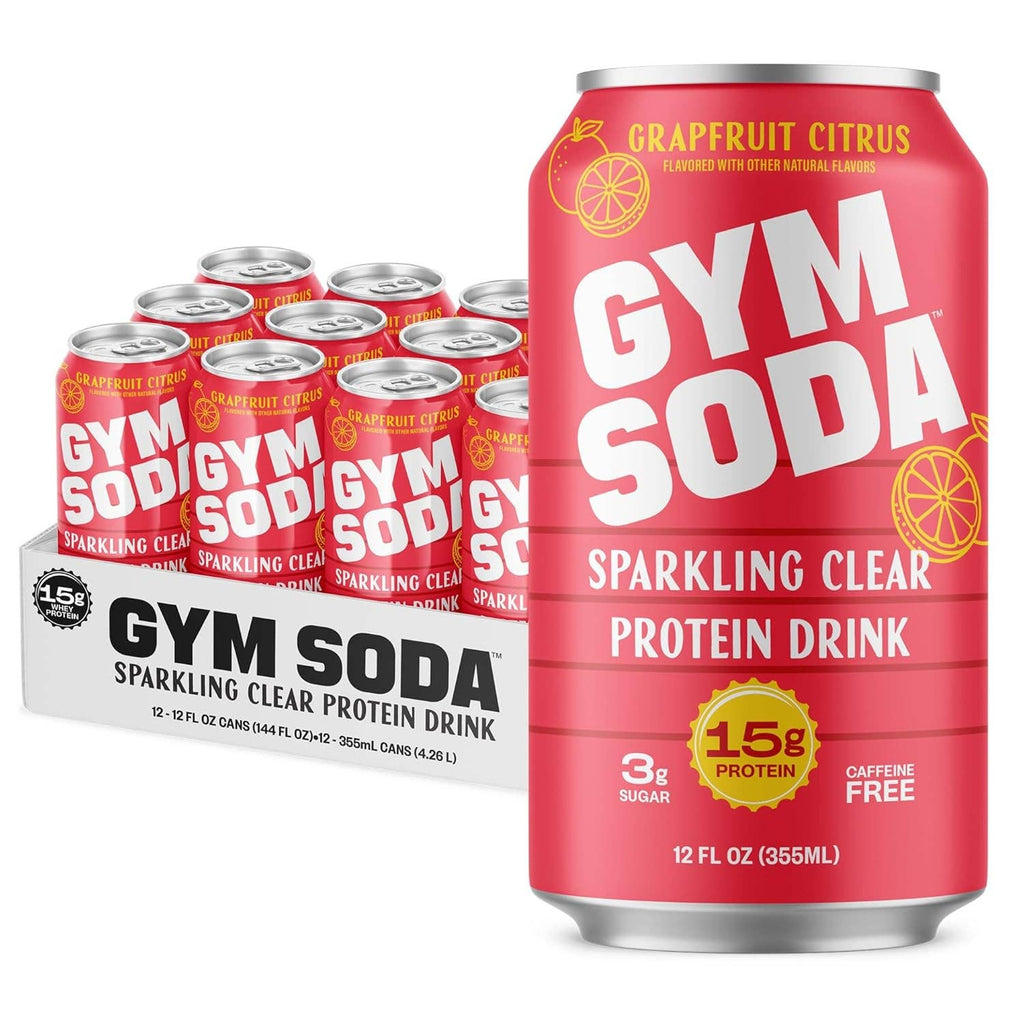 GYM SODA Sparkling Protein Soda, 12oz: Grapefruit Citrus
