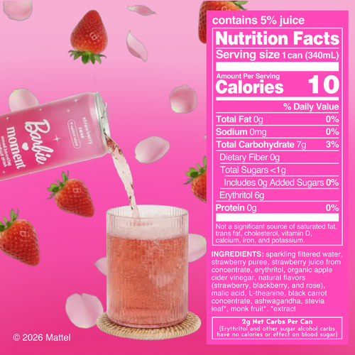 Barbie x Moment Strawberry Rose Drink