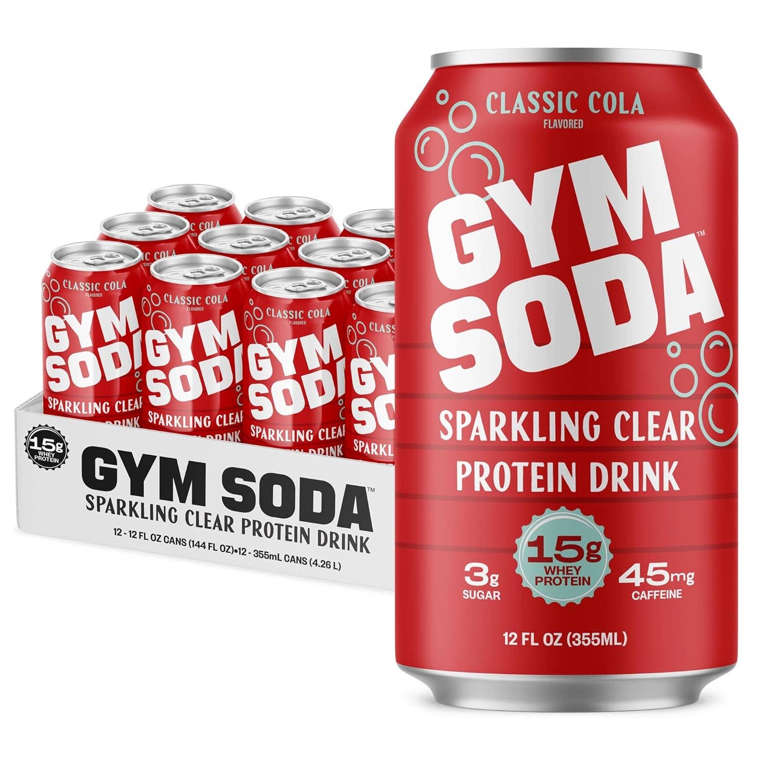 GYM SODA Sparkling Protein Soda, 12oz: Classic Cola