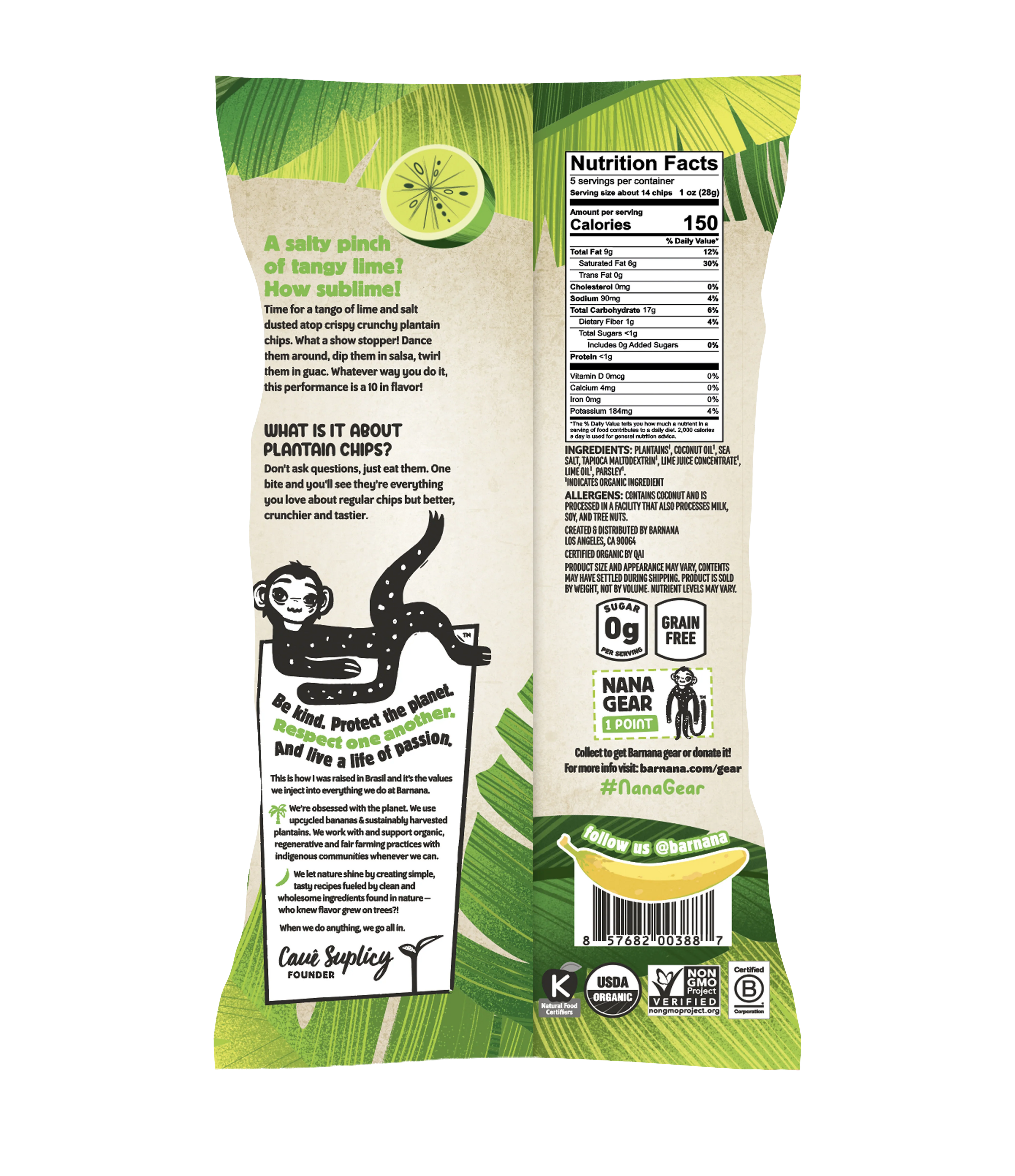 Organic Kettle Cooked Acapulco Lime Plantain Chips