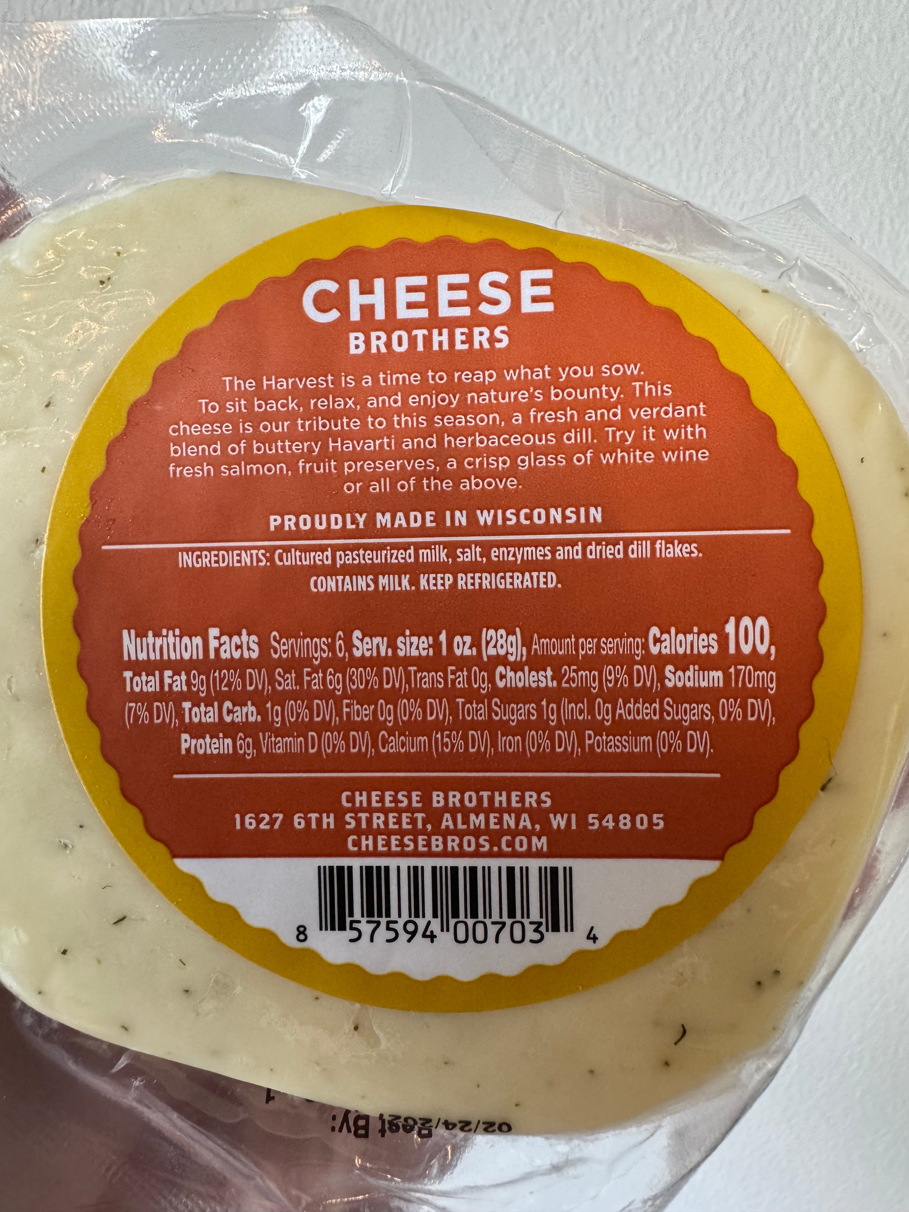 Cheese Brothers Dill Havarti Harvest Cheese