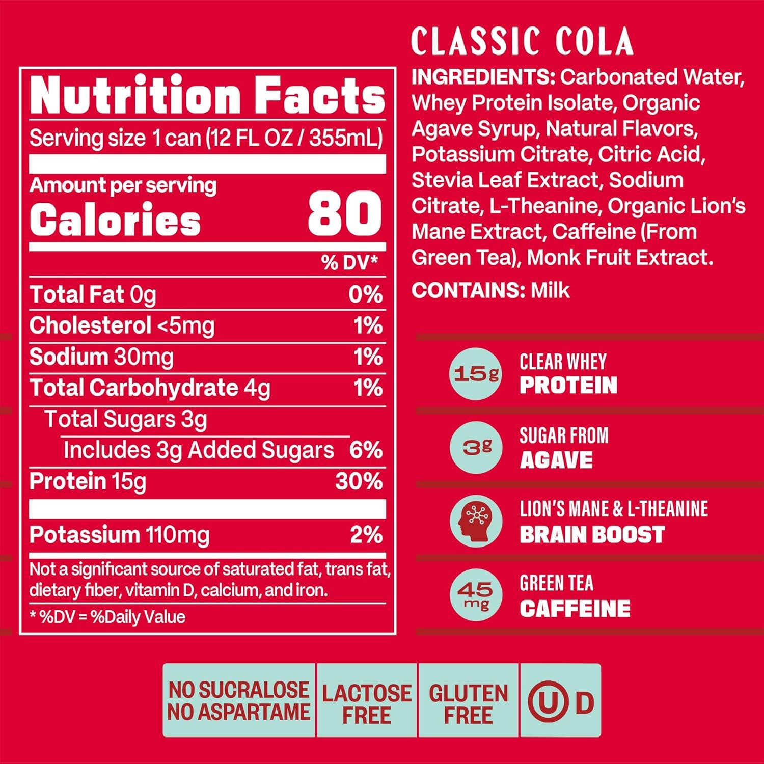 GYM SODA Sparkling Protein Soda, 12oz: Classic Cola