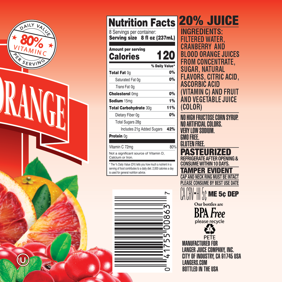 64oz Cranberry Blood Orange Juice