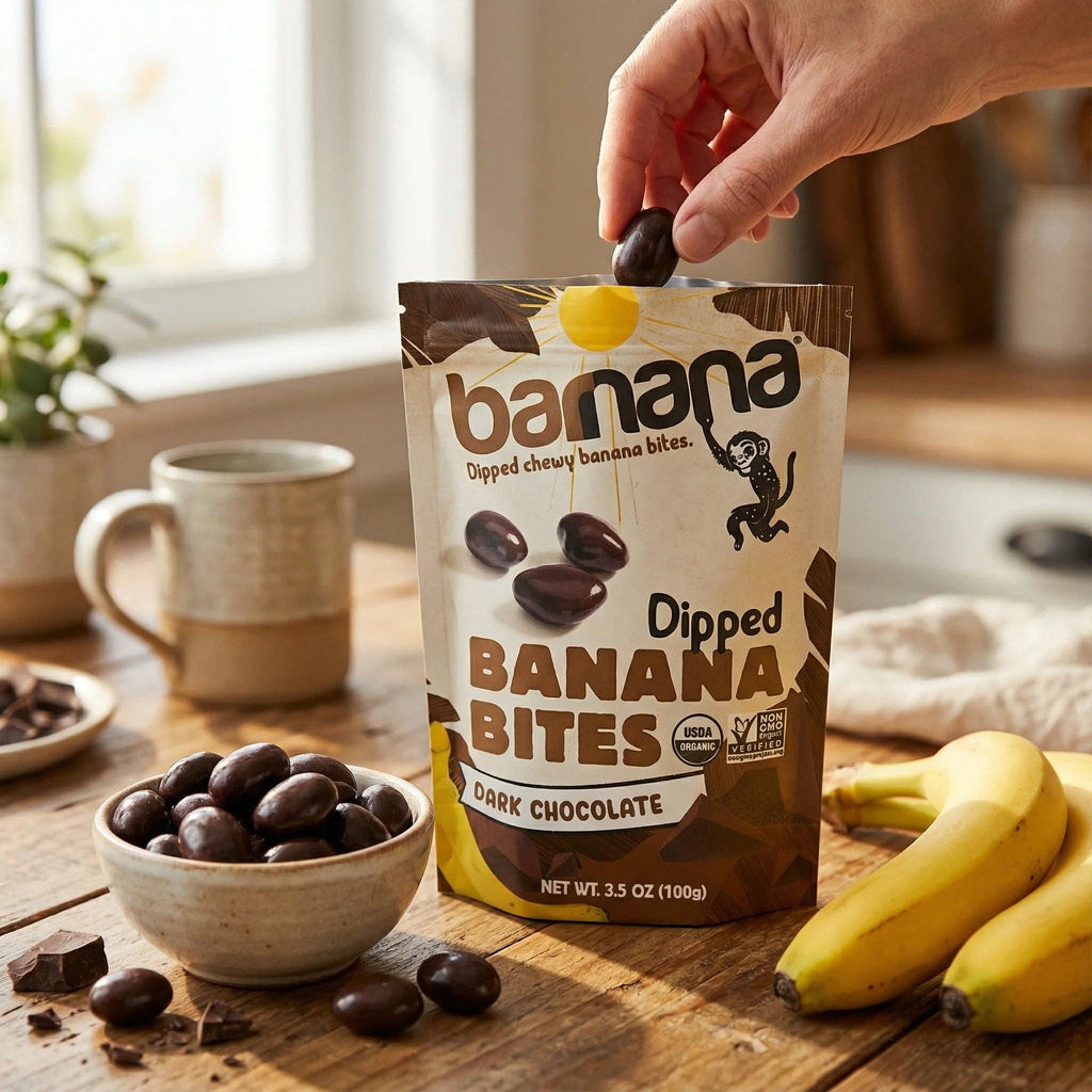 Organic Dipped Dark Chocolate Banana Bites