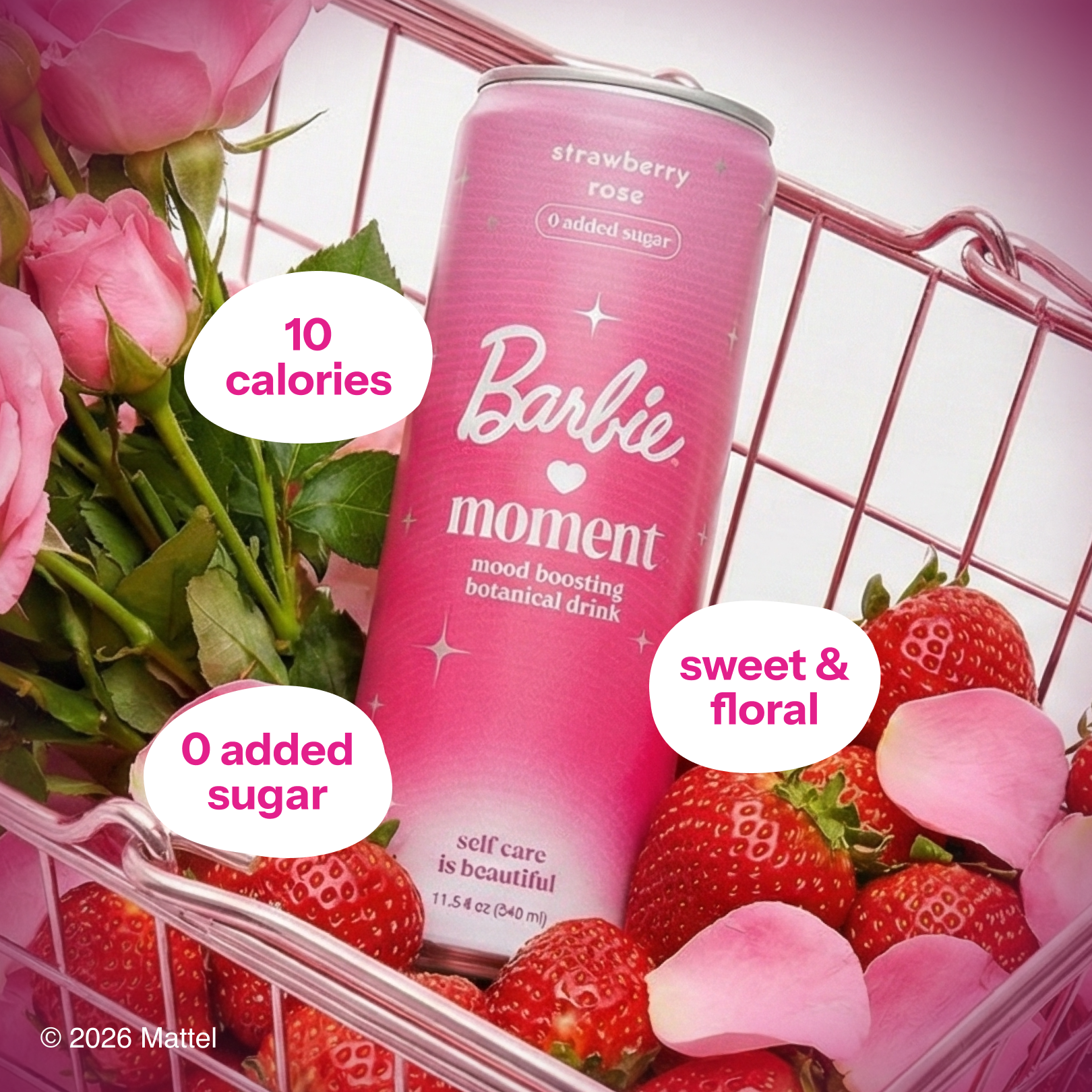 Barbie x Moment Strawberry Rose Drink